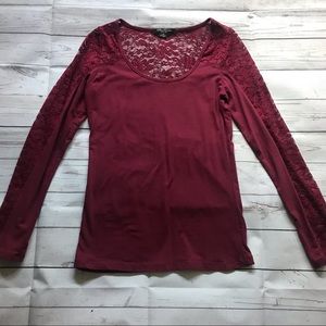 Streetwear Society Red Lace Long Sleeve Shirt Size L